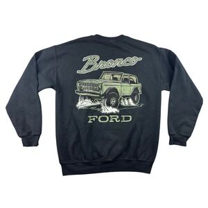 Ford Bronco Sweatshirt Men M Black Car Graphic‎ Logo Print Crewneck Long Sleeve
